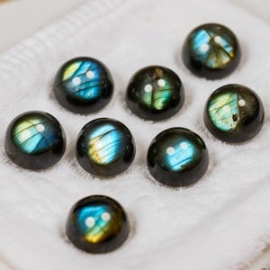 10mm 5pcs Labradorite Round Cabochons Bundle - 10mm Shimmering Gemstone Lot