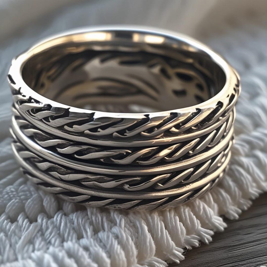 Hand-forged Sterling Silver Weave Ring - Artisan Knotted Wide Band, 925 ...
