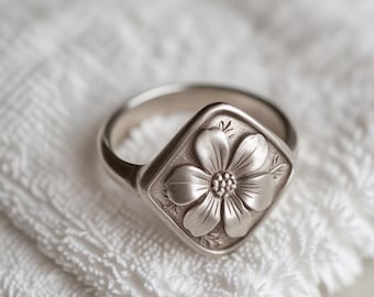 Anillo de flores artesanal: joyería floral vintage hecha a mano, un regalo inspirado en la naturaleza para ella.