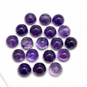 5 pcs 9mm Amethyst Cabochons Set of 5 - Amethyst purple Gems for Jewelry Making