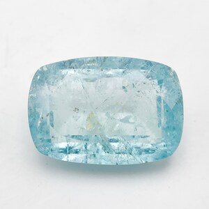 natural aquamarine included faceted cushion shape gemstone - unheated aquamarine - aquamarine jewellery - March birthstone - Blue gemstone