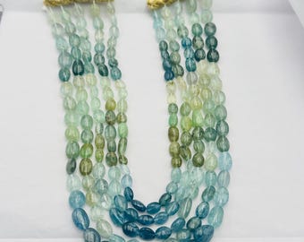 Blue Greenish Aquamarine Mixed Nugget Shape Beaded Necklace - Natural Earthy Aqua Beads - Untreated Aqua Stone - Price Per Strand