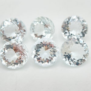9mm Natürlicher Aquamarin rund, facettierter loser Edelstein, 3/10 Aquamarin, runde Form, Aquamarinschmuck, März Geburtsstein