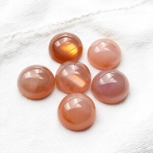 5 PCS Natural Rainbow Moonstone Cabochons, 5pc Set - 10x10mm Round Gemstone Lot