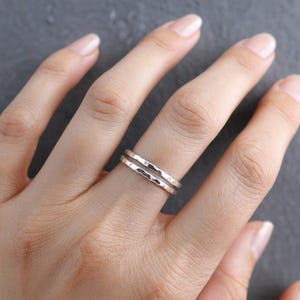 Dainty Hammered Silver Band, Super Thin Sterling Silver Ring, Simple Silver Stacking Rings, Minimalist Stackable Silver Rings