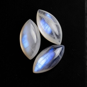 Natural Rainbow Moonstone Cabochon Lot - 5 Pieces, 8x16mm, Semi Precious