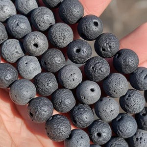 Natural Round Lava Beads - Earthy and Textured Gemstones for Jewelry Making and Crafts, 100% Authentic Volcanic Stone