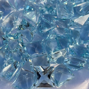 Natural 7mm aquamarine asscher cut faceted loose gemstone aquamarine square cut loose gemstone,clean aquamarine cut stone, price per pcs