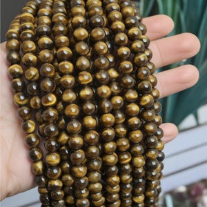 Cuentas de piedras preciosas de ojo de tigre natural al por mayor: piedras mala redondas de 8 mm, tira completa de 15,5&quot;