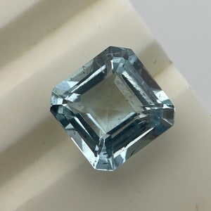 Natural aquamarine Asscher cut square faceted cut gemstone - unheated aquamarine gemstone - fine quality aquamarine - gemstone ring