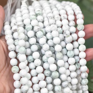 Natural White Howlite, 10mm Round Gemstones, White Howlite Beads, 10mm Round Beads (2  strands per lot)