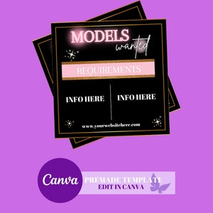 Models Wanted flyer; social media template, diy canva flyer