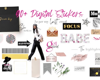 Goodnotes Planner Stickers | Girl Boss Collage Clipart (Digital Download)
