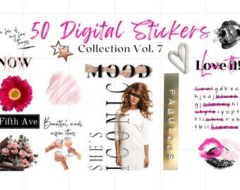Girl Boss Digital Stickers: Planner Art (50 PNGs for GoodNotes)