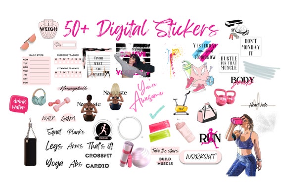 Digital Sticker Fitness Digital Planner Goodnotes Aesthetic Digital Workout Stickers for Planner