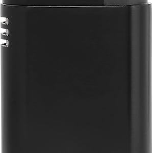 Puede incluir: Un encendedor de butano negro Palio con una superficie texturizada y una parte superior negra.