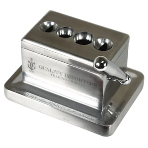 Laser Engraved Quad Table Cigar Cutter, Brushed Finish, 52 and 60 Ring Gauge Straight Cutters, 52 & 58 Ring Gauge V-Cutters, Monogram Custom