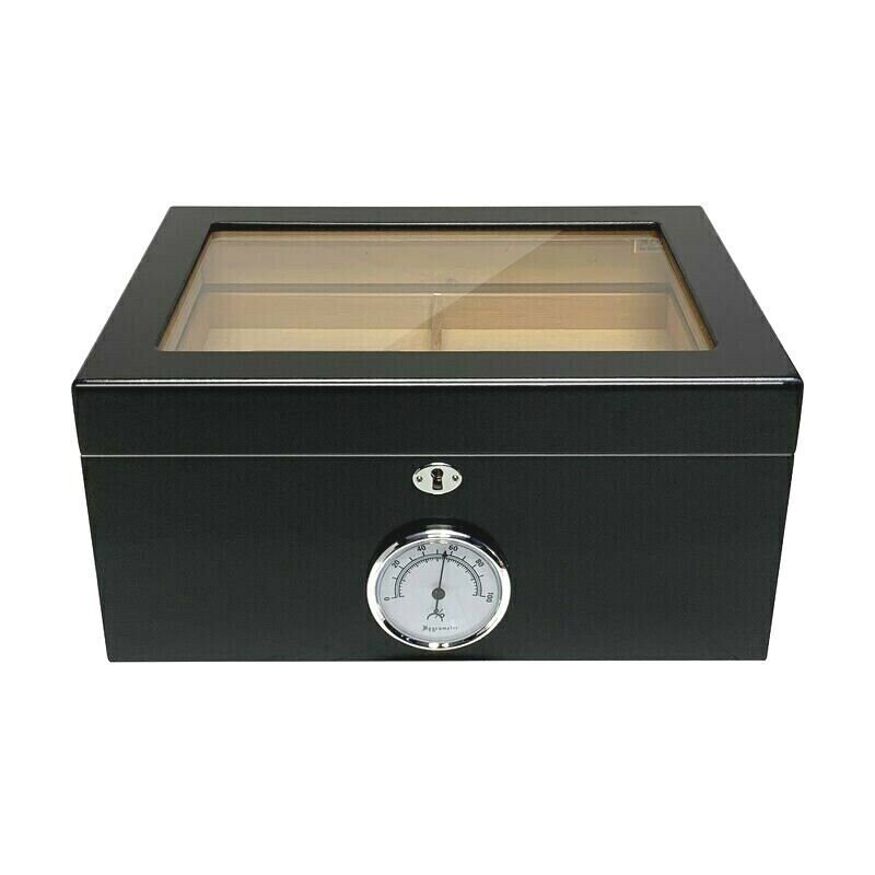 Lockable Glasstop 100 Capacity Humidor Humidifier and Builtin