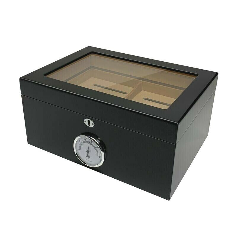 Lockable Glasstop 100 Capacity Humidor Humidifier and Builtin