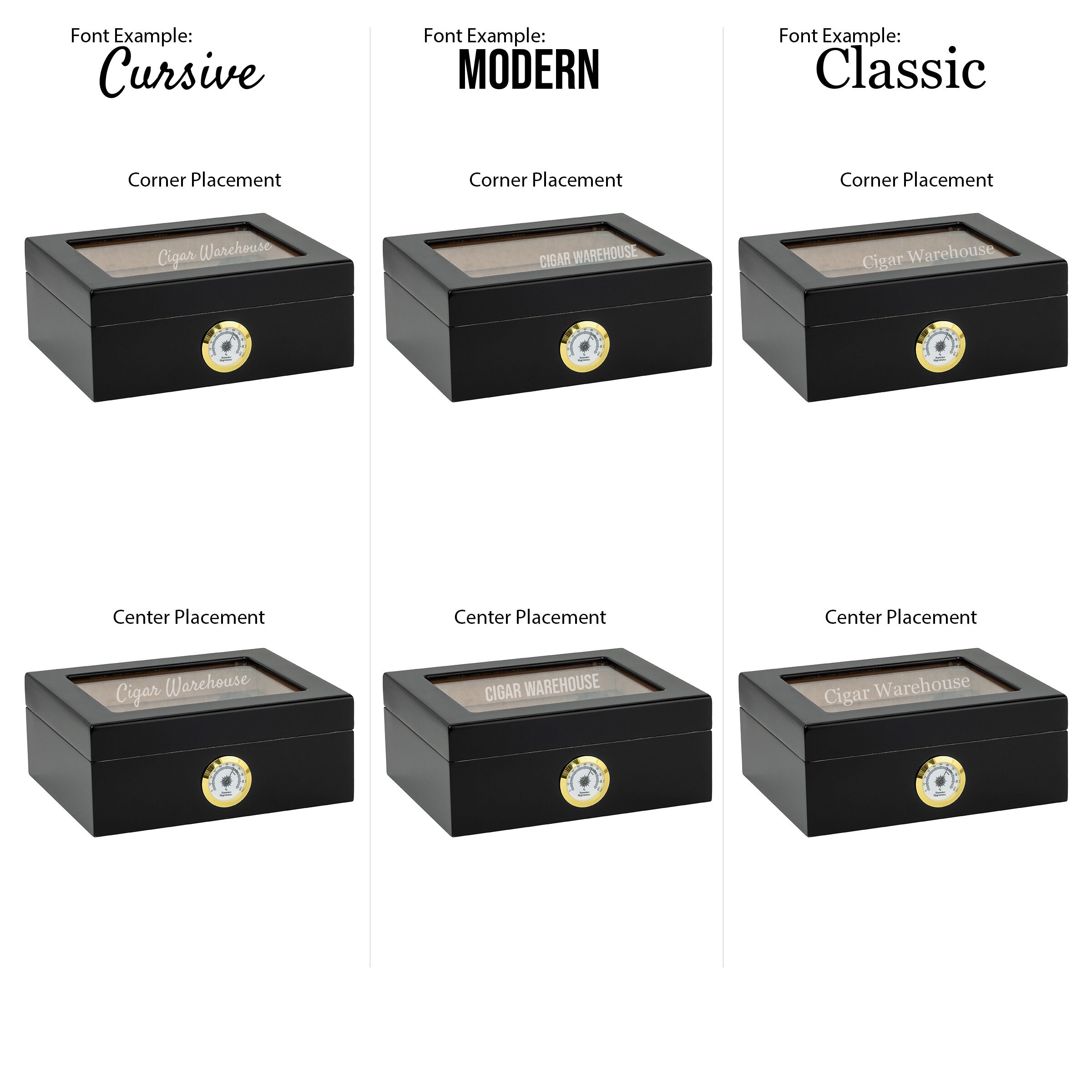 Laser Engraved Desktop Glasstop Humidor Monogram Spanish Etsy