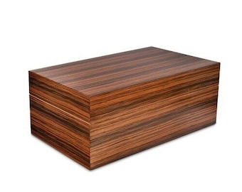 Large Executive Humidor Premium Macassar Ebony Wood , 75-120 Cigars