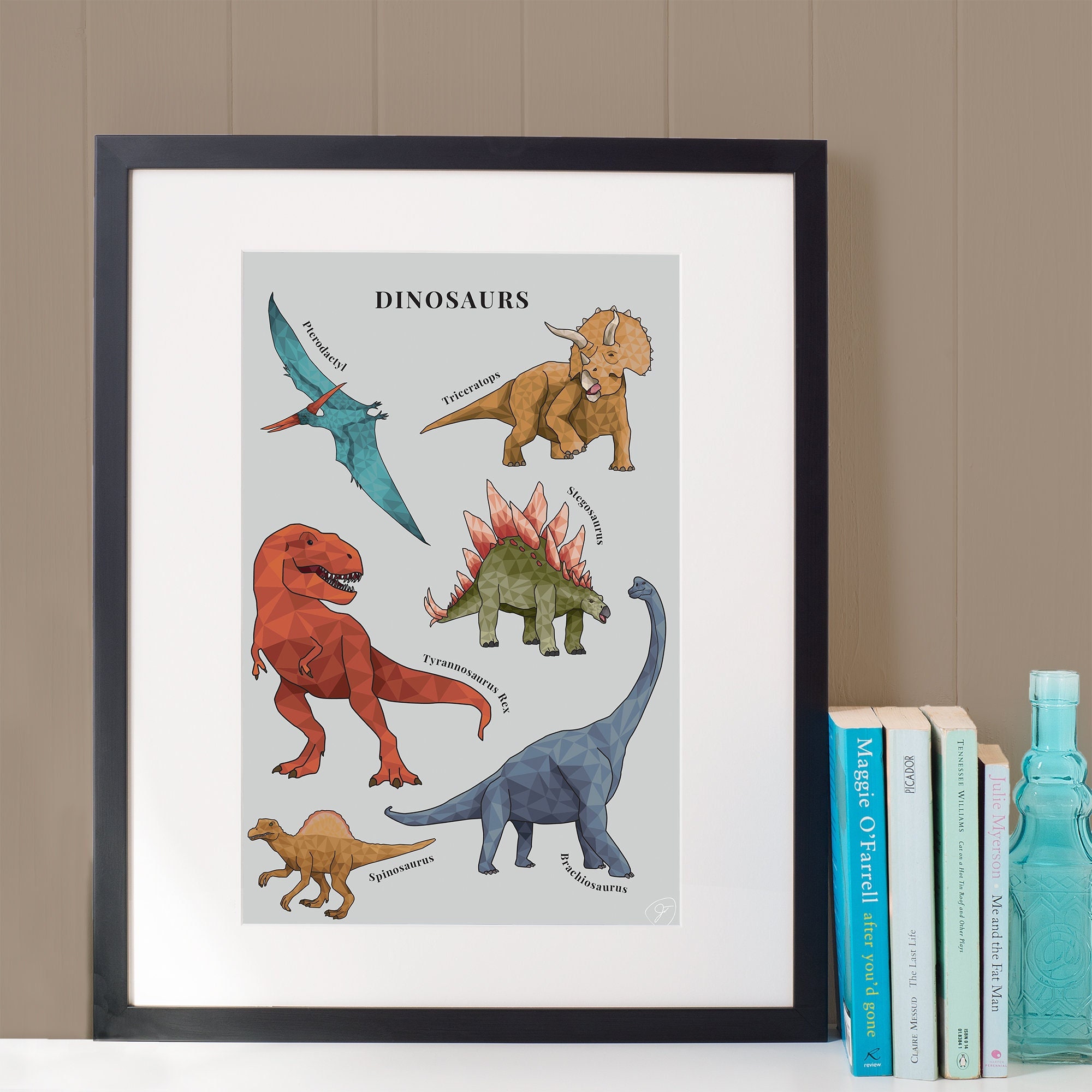Dinosaur Chart Print, Informative Dinosaur Poster, Boys Room Decor