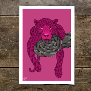 Pink Panther - Jungle Panther Print - Big Cat Artwork
