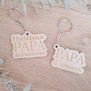 Porte-clés Papa, Cadeau unique et original pour la fête des pères, porte-clé, gravure laser