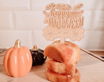 Topper de gâteau halloween - décoration - cake topper - happy halloween - bois