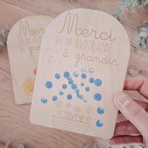 Carte à empreintes - cadeau fin d'année scolaire pour les Maîtresses,Maîtres, Atsem, Nounou - pancarte fleurs et plantes