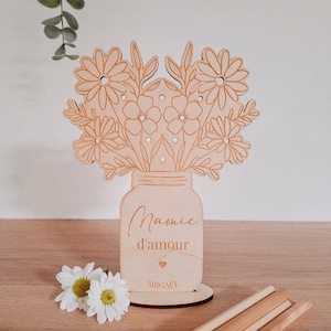 Bouquet de fleurs en bois,Cadeau fête des grands-mères/Maman/Marraine, Cadeau fin d'année scolaire Maîtresse/Nounou/Atsem, déco personnalisé image 9