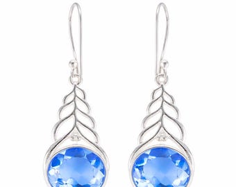 Pendientes colgantes de tanzanita, joyería artesanal de plata de ley 925, regalo de piedra natal de diciembre