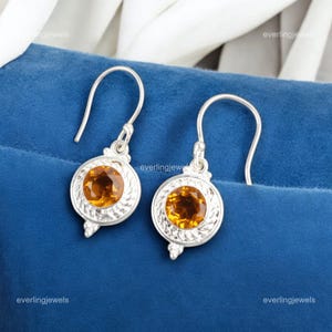 Natural Citrine Earrings, Yellow Gemstone Earrings, Drop & Dangle Earrings, 925 Sterling Silver Jewelry, Birthday Gift, Earrings For Wife