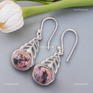 Exquisite Black Rhodonite Gemstone Earrings, Drop & Dangle Earrings, 925 Sterling Silver Jewelry, Engagement Gift, Earrings For Her