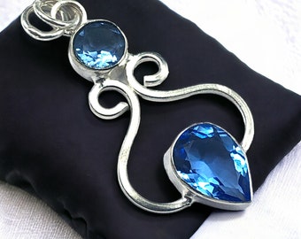 Orecchini laterali in argento sterling 925 con tanzanite e peridoto naturali non riscaldati, lunghezza 2 cm - Italia