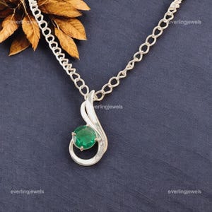 100% Natural Green Emerald Pendant, Green Gemstone Pendant, Pendant, 925 Sterling Silver Jewelry, Wedding Gift, Pendant For Best Friend