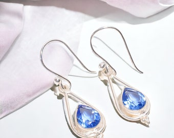 Elegant Tanzanite Earrings, Gemstone Earrings, Blue Drop & Dangle Earrings, 925 Sterling Silver Jewelry, Birthday Gift, Earrings For Love