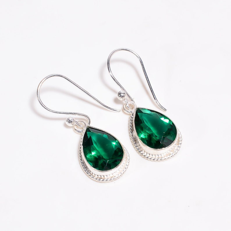 Pear Emerald Jewelry, Anniversary Gift, Girl Jewelry, Earrings For Women, Emerald Drop, Unisex Jewelry, Proposal Jewelry, Silver Earrings, Emerald Earrings, Natural Emerald, Green Earrings, May Birthstone, Emerald