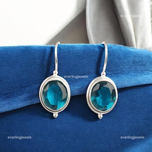 Natural Apatite Earrings, Blue Gemstone Earrings, Drop & Dangle Earrings, 925 Sterling Silver Jewelry, Engagement Gift, Earrings For Wife