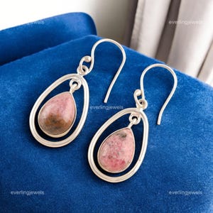 Valuable Black Rhodonite Gemstone Earrings, Drop & Dangle Earrings, 925 Sterling Silver Jewelry, Wedding Anniversary Gift, Earrings For Her