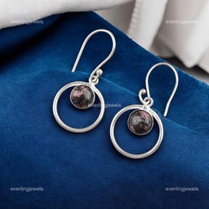 Sparkling Black Rhodonite Gemstone Earrings, Drop & Dangle Earrings, 925 Sterling Silver Jewelry, Anniversary Gift, Earrings For Brides Maid
