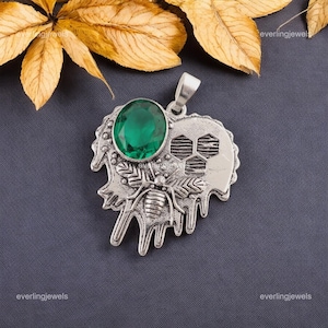 Handcrafted Natural Green Emerald Pendant, Green Gemstone Pendant, Pendant, 925 Sterling Silver Jewelry, Anniversary Gift, Pendant For Bride