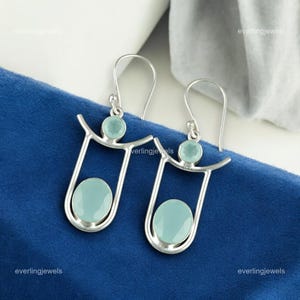 Sparkling Aqua Chalcedony Gemstone Earrings, Drop & Dangle Earrings, 925 Sterling Silver Jewelry, Anniversary Gift, Earrings For Brides Maid