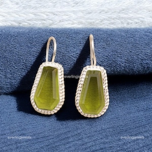 100% Genuine Peridot Earrings, Green Gemstone Earrings, Drop & Dangle Earrings, 925 Sterling Silver Jewelry, Wedding Gift, Earrings For Her