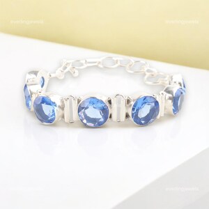 Rare Tanzanite Bracelet, Blue Gemstone Bracelet, Chain Adjustable Bracelet, 925 Sterling Silver Jewelry, Wedding Gift, Bracelet For Mother
