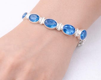Tanzanite Gemstone Bracelet, Handmade 925 Sterling Silver Jewelry