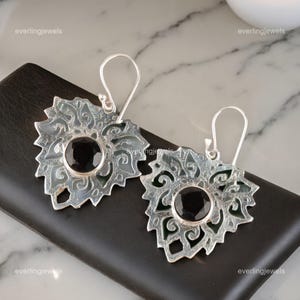 Exquisite Black Onyx Earrings, Black Gemstone Earrings, Drop & Dangle Earrings, 925 Sterling Silver Jewelry, Wedding Gift, Earrings For Her