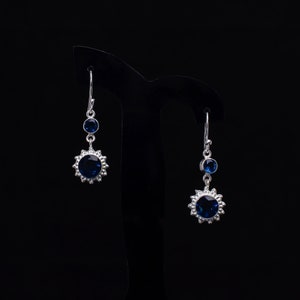 Vintage Natural London Blue Topaz Earrings, Blue Drop & Dangle Earrings, 925 Sterling Silver Jewelry, Anniversary Gift, Earrings For Mother image 3