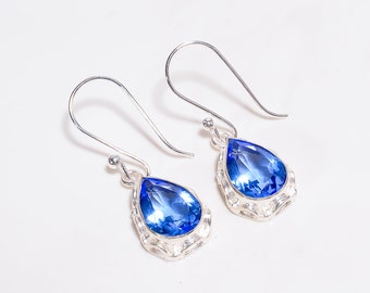 Rare Tanzanite Earrings, Gemstone Earrings, Blue Drop & Dangle Earrings, 925 Sterling Silver Jewelry, Anniversary Gift, Earrings For Mother