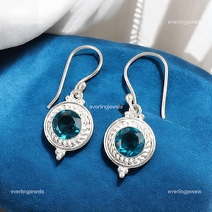 Exquisite Apatite Earrings, Blue Gemstone Earrings, Drop & Dangle Earrings, 925 Sterling Silver Jewelry, Engagement Gift, Earrings For Her